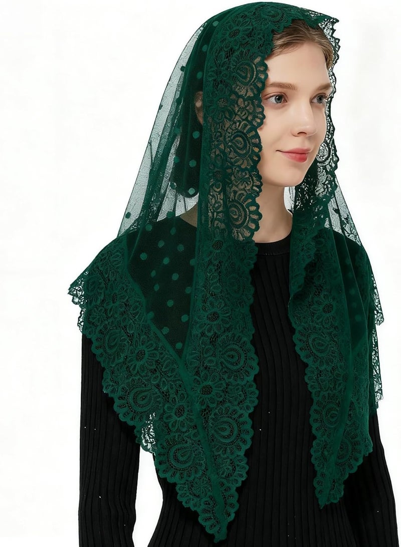 Wgior Triangle Vintage Inspired Lace Chapel Veils Catholic Mass Head Covering Scarf Mantilla Veils for Church - Image 4